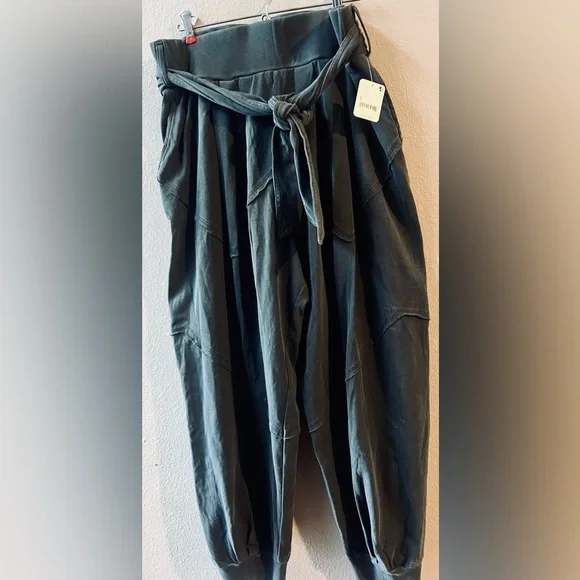 FREE PEOPLE EXPOSED SEAM ATTACHED SASH BAGGY JOGGERS SIZE L~NWT - Picture 4 of 7